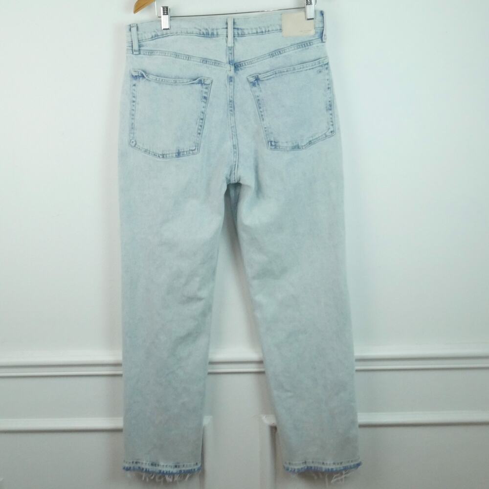 Rag & Bone Harlow Mid Rise Straight Jeans Size 32 Light Wash Raw Hem Raquel - Picture 9 of 12